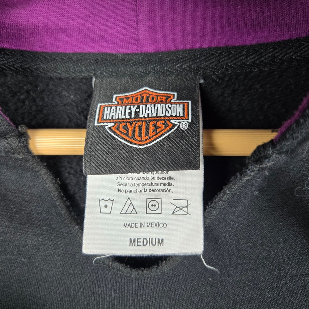 Harley-Davidson Hoodie Womens Medium Black Purple Panama City Beach Biker Y2K - Picture 5 of 10